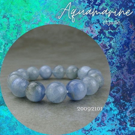 20092107 Trang Sức Phong Thủy Hộ Mệnh Bình An CTjade - Vòng Chuỗi Hạt Đá Aquamarine Thiên Nhiên